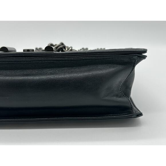 Prada Black Leather Grommet Flap Shoulder Bag*EXCELLENT w/COA Dustbag - Picture 11 of 16